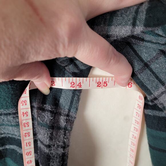 Vintage L.L. Bean green and grey plaid chamois shirt button up Size large - Picture 6 of 7